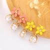 Pendientes de flores de perla fresca estilo Mori Pendientes de flores rosas y amarillas Pendientes pastorales de primavera y verano