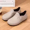 Zapatos de primavera y otoño de color sólido de media caña con altura de resorte, tubo corto, estilo japonés, para estudiantes, estilo coreano, suela plana, estilo preppy
