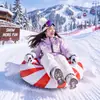 Flotador inflable de PVC para nieve/Trineo de nieve engrosado/Juguete de invierno para exteriores con forma de caramelo y doble barra de agarre para adultos