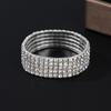 Novo bracelete de mão transfronteiriço por atacado diamante completo fileira única elástico noiva Diamante Cristal bracelete de diamante de fileiras múltiplas