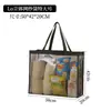 Bolsa de playa de malla, gran capacidad, diseño transparente, adecuada para natación y artículos de tocador, portátil, con asa y una cesta de drenaje para guardar ropa y otros artículos