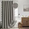Cortina de Ducha de Nuevo Modelo Transfronteriza de Color Sólido de Lino Sintético con Borde Ondulado Cortina Impermeable para Baño Cortina Divisoria para Baño Cortina de Baño