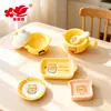 Novo Urso de Manteiga Fofo Louça Realista Casa de Bonecas em Miniatura DIY Mini Prato de Jantar Torrada Comida Brinquedo Pequeno Ornamento