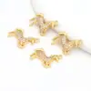 Banho de Cobre com Diamantes, Folheado a Ouro 14K, Preserva a Cor, Pingente de Cavalo do Zodíaco, Pulseira, Colar, Acessórios para Joias DIY D177