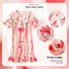 Bata de Noche de Niña Transfronteriza Pijama de Verano para Niños Vestido de Encaje de Manga Corta Vestido Pijama Delgado de Verano para Bebé Niña