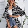 Moda Europea y Americana 2026 Chaleco Abrigo Transfronterizo de Venta Caliente con Solapa, Mangas Largas, Estampado de Leopardo Transparente, Abrigo Cardigan Casual para Mujer