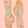 Transfronterizo Amazon Nuevo Metal Tatuaje Dibujos Animados Vida Marina Sirena Impermeable Caliente Láser Pegatina Tatuaje