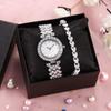 Nuevo Brazalete de Diamantes Transfronterizo Reloj de Mujer Set de Tres Piezas Reloj de Estudiante de Moda con Diamantes Completos Reloj de Cuarzo Gipsófila