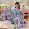 Kimono Nuevo Estilo al por Mayor Labubu Conjunto de Tres Piezas Pijamas Populares para Mujer Verano Comercio Exterior Transfronterizo Sudeste Asiático Ropa de Casa