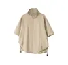 Camisa Casual Masculina de Manga Curta com Zíper e Gola Alta Simples para Uso Externo Tendência Japonesa Retro Solta Meia-Manga Top Casual para Homens Verão