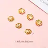Miçanga separadora de flor em ouro 18K com acessório de tampa de flor oca, espessamente eletrodepositada, material para montagem de colares e pulseiras DIY feito à mão
