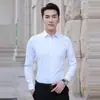 Camisa blanca de manga larga para hombre, sin planchado, corte entallado, para trabajo, tallas grandes, camisa profesional de vestir para hombre, tallas M-8XL