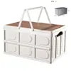 Caja Plegable para Camping Montada en Coche con Tapa de Madera, Caja de Almacenamiento Portátil, Caja Organizadora, Almacenamiento en Maletero, Camping al Aire Libre