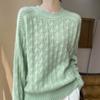 Cárdigan Dulce de Otoño Temprano 24 Nuevo Cuello Redondo para Mujer Cuello Redondo Calado Crochet Manga Larga Suelto Adelgazante Look Chaqueta de Punto