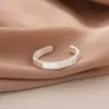 Anillo Abierto de Plata de Ley S925 Simple y Único Geométrico Hexagonal Cepillado para Mujer Joyería de Plata de Ley Estilo Coreano Venta al por Mayor