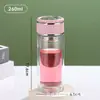 Taza de Agua de Vidrio de Borosilicato de Doble Capa en Stock, Taza de Té Resistente al Calor con Separación de Té y Agua, Taza de Agua Portátil Aislada Anti-Escaldaduras