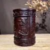 Portaplumas de Secuoya Talla en Madera Madera de Ébano Negro Navegación Fluida Portaplumas de Madera Maciza Artesanías Adorno de Almacenamiento para Escritorio de Estudiante