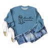 Camisa de suéter casual para mujer de otoño e invierno con patrón de mamá garabato de perro de comercio exterior transfronterizo de Amazon de Europa y Estados Unidos
