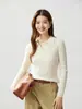 Elegancia Francesa / Nuevo Suéter de Cachemira Otoño e Invierno Top de Cuello Polo para Mujer Suéter de Punto Suave Rayado Capa Base