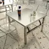 Mesa Dobrável de Aço Inoxidável Mesa de Jantar Quadrada Doméstica Portátil para Exterior Aluguel de Quiosque Comercial Mesa Pequena
