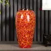 Jarrón de Cerámica Jingdezhen Moderno Sencillo Retro Rojo con Flores Secas Maceta de Flores de Simulación Adornos para Sala de Estar Dormitorio