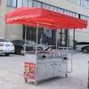 Carrito Multifuncional Combinado de Parrilla y Freidora para Mercado Nocturno, Carrito para Freír Brochetas, Parrilla de Barbacoa, Carrito de Snacks, Alimentado por Carbón, Uso Comercial