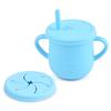 Taza para snacks para niños de silicona de grado alimenticio resistente a caídas portátil con asa binaural taza para beber de silicona para bebés