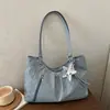 Bolsa de um ombro estilo coreano bolsa literária retrô bolsa tote de bolinhas estilo escolar nova bolsa de mão estilosa versátil de grande capacidade