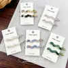 Grampo de Cabelo Retrô Coreano de Acetato com Pérolas Presilha Bico de Pato Moda Franja Lateral Acessório de Cabelo Adorno de Cabeça