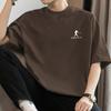 Camiseta masculina de algodão pesado americano 260g, manga curta, gola redonda, solta, com estampa de letras, camiseta de meia manga