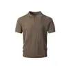 Camisa Polo Casual de Manga Corta con Diseño Retro Americano y Media Cremallera, Top de Color Sólido Fresco para Moda Masculina de Verano