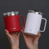 Vaso Creativo de Acero Inoxidable 304 para Oficina de Gran Capacidad con Tapa y Asa para Exterior, Taza de Regalo al por Mayor