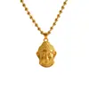Collar de Cadena de Cuentas con Cabeza de Buda de Cobre Chapado en Oro con Cordón Trenzado Negro Ajustable, Colgante de Buda, Accesorio para Mujer