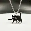 Faca Divertida de Desenho Animado Colar de Gatinho Preto Pingente Simples da Moda Feminina Estudante Personalizado Par Romântico Moda Acessórios Versáteis