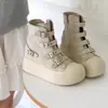 Zapatos de Lona para Mujer con Aumento de Altura, Nuevo Estilo Verano 2026, Zapatos de Lona Casuales de Suela Gruesa, Transpirables, Versátiles, Puntera Redonda, Caña Alta, Suela Gruesa