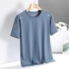 Camiseta de manga corta de seda de hielo para hombre, de verano, color liso, holgada, 2024, de alta elasticidad, de secado rápido, deportiva y de ocio.