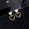 Estilo coreano Novo Amor Coração Brincos Elegantes Simples All-match Ear Hangers Simples Brincos Pequenos ins Jóias
