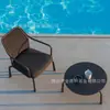 Cadeira de Rattan para Varanda Individual Design de Exterior Lazer Mesa de Café ao Ar Livre Combinação Sofá Cadeira para Pátio Terraço Proteção Solar Tecelagem de Rattan