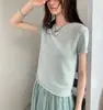 "Mist Island" Lino-Algodón de Normandía Francesa Punto Ligero Estilo Fair Isle Camiseta de Manga Corta