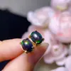 Anillo de Ópalo Negro Natural Piedra Principal 6x8mm Artículo de Moda para Mujeres Plata 925 Colores Brillantes Destello de Fuego