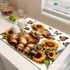 Alfombrilla escurridora para encimera de cocina, absorbente de agua y aceite, resistente a la suciedad, alfombrilla antideslizante, posavasos para cuencos, platos, cafeteras, mantel individual de tierra de diatomeas estilo americano