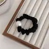 Estilo Francés Alta Calidad Sensación Alto Valor Cuerda con Cabeza de Perla para Mujer Ins Todo Fósforo Lazo para el Cabello Retro Elegante Anillo de Cabello de Alta Elasticidad