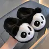 Pantuflas de algodón para niños de invierno con cubierta para el talón para niños y niñas, pantuflas cálidas y de felpa con pelo de panda para niños pequeños y bebés
