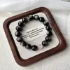 Pulseras de Pareja de Obsidiana Natural Imitación, Pulseras de Cristal Rosa de Nuevo Diseño Nicho Ins, Regalos para Hombres y Mujeres para el Día de San Valentín Chino