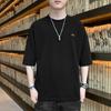 Ropa de Algodón para Hombre Manga 7/8 Marca de Moda Camiseta Manga 5/8 Personalizada Estilo Coreano Versátil Manga Corta Media Manga Camiseta Básica