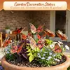 Estacas navideñas de mariposa copo de nieve rojo y dorado, un juego de 12 decoraciones para jardín exterior, estacas para patio