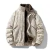 Enbu Invierno Hombres Estilo Americano Marca de Moda Cuello Alto Ropa de Trabajo Chaqueta de Algodón Hombres Forro Polar Engrosada Cálida Elegante Abrigo Exterior