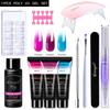 Traje de arte de uñas juego completo pegamento de extensión de cristal lámpara de fototerapia pincel para uñas agua limpiadora traje de herramienta de arte de uñas