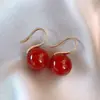 Brincos de Ágata Vermelha para Mulheres em Seu Ano Zodiacal, Design Estiloso de Celebridade da Internet, Novos Ganchos de Orelha Retro da Moda