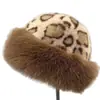 Sombreros Transfronterizos Estilo Nuevo Europeo y Americano Sombreros de Piel Mongola con Estampado de Leopardo Sombreros de Pescador Tipo Cubo de Moda para Otoño e Invierno Sombreros Mongoles con Estampado de Leopardo